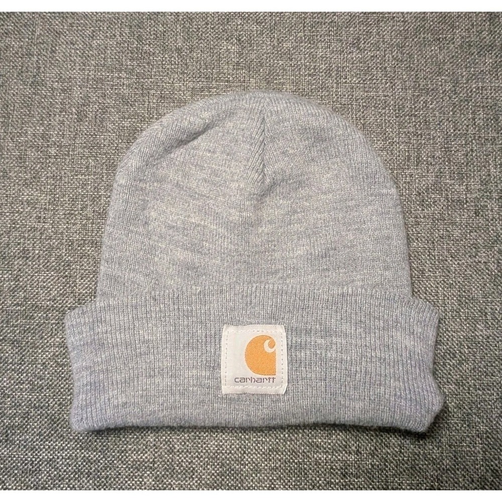 Carhartt Lasting Logo Adult Beanie Cap Hat Light Gray One Size‎ Fits All Stretch